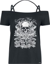 Pussy Deluxe Wild West Skull Shirt Dames T-shirt - zwart - L