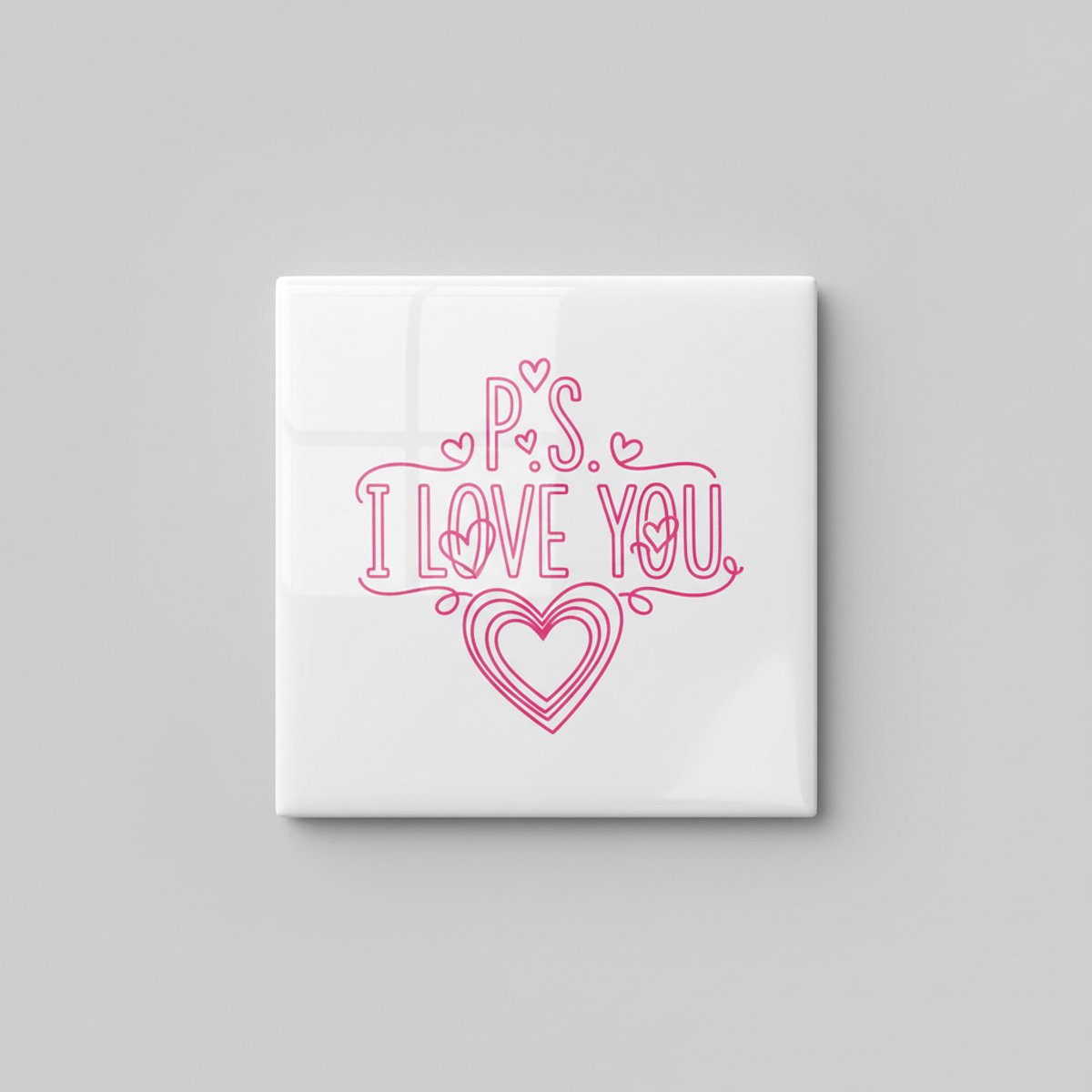 P.S. I Love You Quote Tegel 15x15 cm – Romantisch Hart Design Keramische Decoratieve Tegel