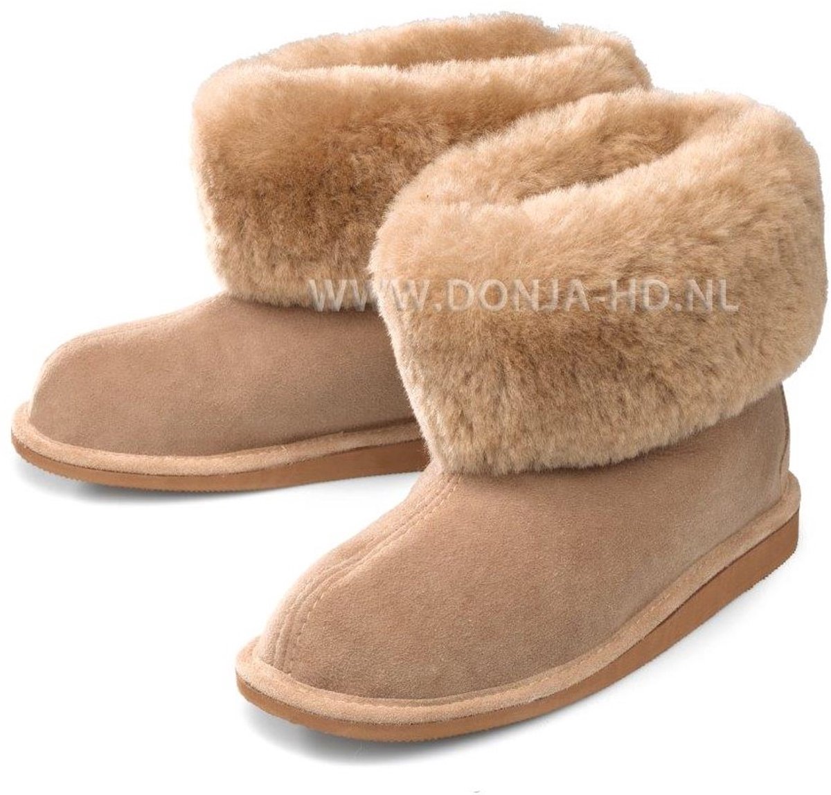 Pantoffels-sloffen-wol-Kiruna, schapenvacht pantoffels-slof- met iets oplopende profiel zool maat 42/43-Donja-HD