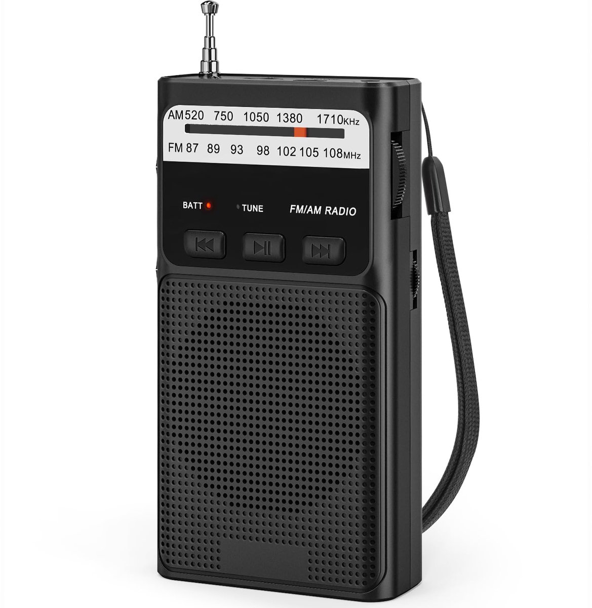 Unyqoos® Draagbare compacte radio met AMFM ontvangst en ingebouwde zaklamp