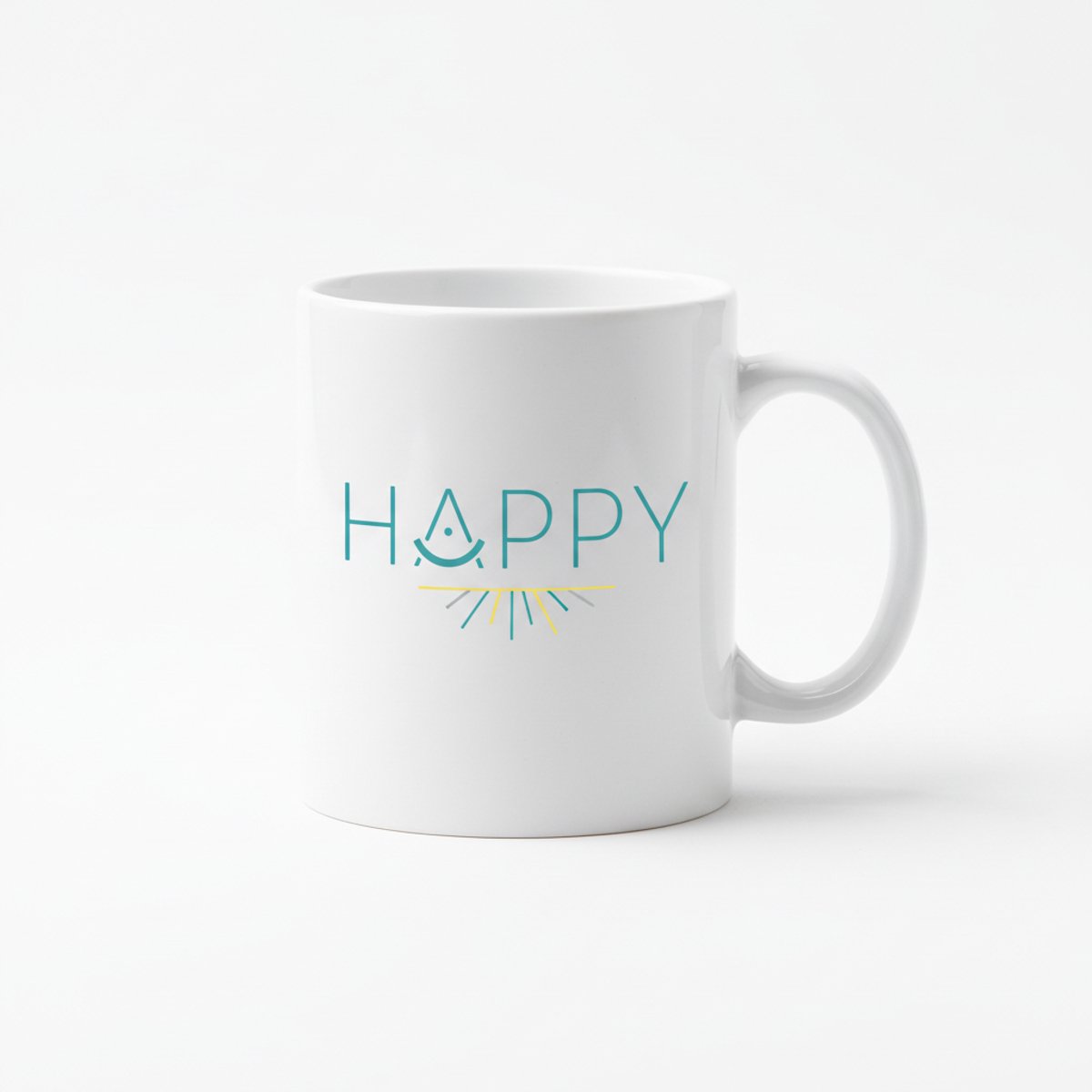 Happy Smile Mok – Minimalistisch Positief Tekst Design – Witte Keramische Koffiemok 330 ml