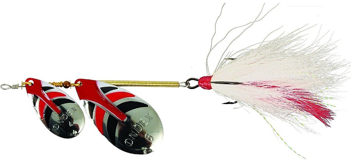 Ondex Buck Tandem spinner 4/6 – 11,5 gram met dubbele bladen Silver/Décoré