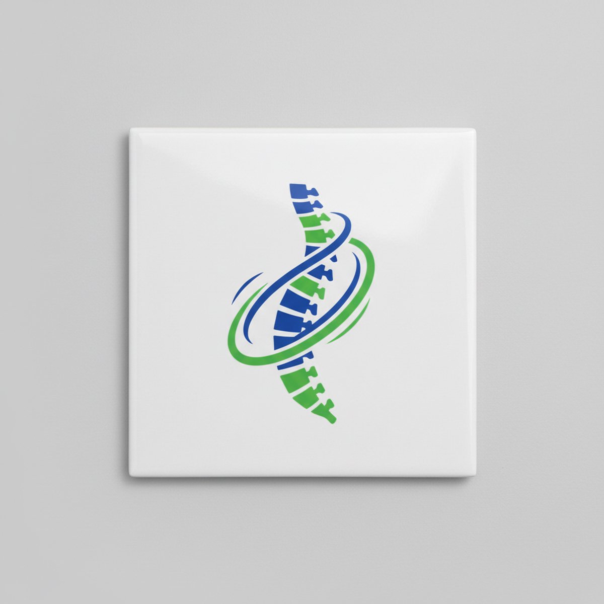 Nevolis Abstracte Blauw-Groene Wervelkolom Tegel – Moderne Medische & Wellness Wanddecoratie – Keramische Tegel 15 x 15 cm Multi Color