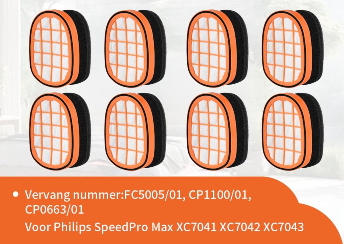 Replacements® filters geschikt voor Philips SpeedPro Max - 8 stuks - vervangt onderdeel FC8009 / CP0663/01