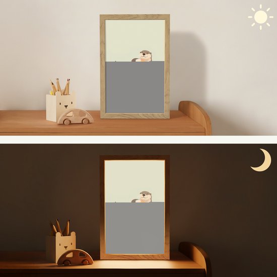 Nachtlampje 20x30 cm - Kinder lampje - Otter - Strandbal - Kleurrijk - Tafellamp kinderkamer - Slaapkamer lamp - Bedlamp kinderen - Kinderlampje stopcontact - Wandlamp babykamer - Nachtlampjes van Merkloos — afbeelding 5