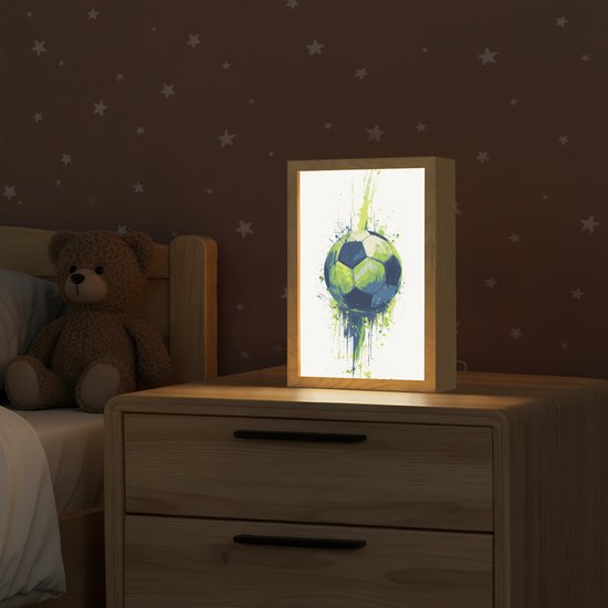 Nachtlampje 20x30 cm - Kinder lamp - Illustratie - Abstract - Voetbal - Verfspatten - Tafellamp kinderkamer - Slaapkamer lamp - Bedlamp kinderen - Kinderlampje stopcontact - Wandlamp babykamer - Nachtlampjes van Merkloos — afbeelding 2