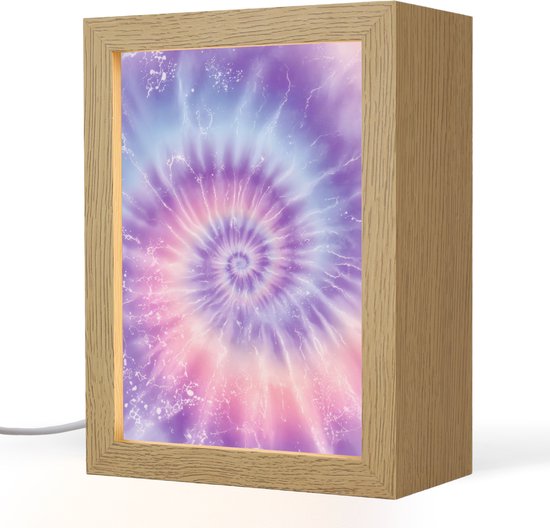 Nachtlampje 15x20 cm - Kinder lampje - Pasteltinten - Paars - Spiraal - Marmer - Tafellamp kinderkamer - Slaapkamer lamp - Bedlamp kinderen - Kinderlampje stopcontact - Wandlamp babykamer - Nachtlampjes