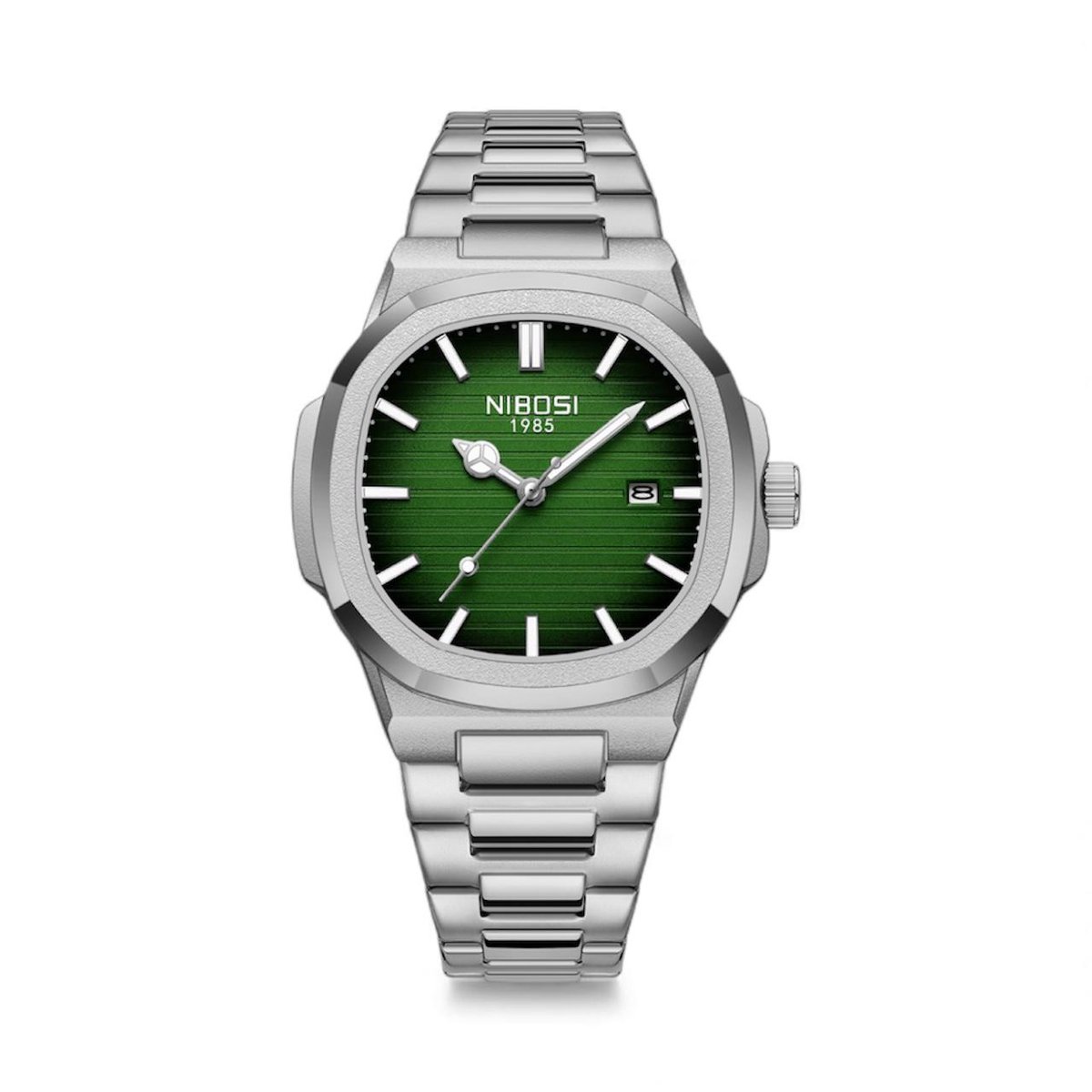 Nibosi - Herenhorloge - Polshorloge - Heren - Horloge - Horlogedoos - Mannen - Zilver Groen - RVS