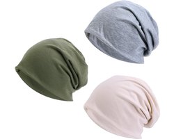 Set van 3 Dunne Slouchy Beanie Muts voor Dames en Heren - Lichtgewicht Hoofdbedekking voor Slaap en Dagelijks Gebruik