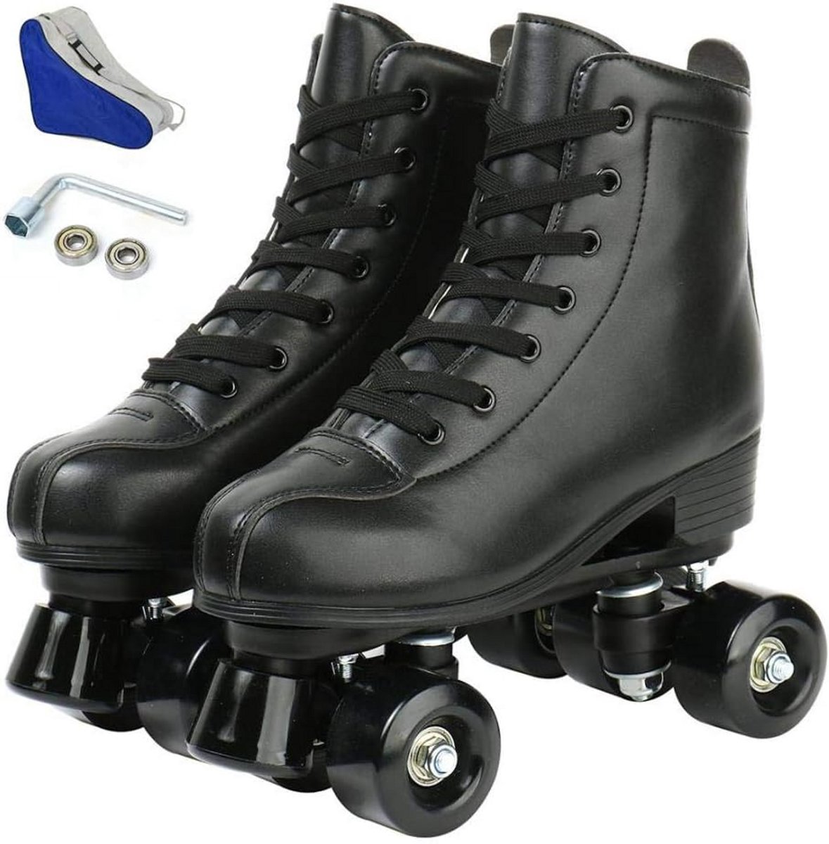 Klassieke Tweerij Rolschaatsen voor Dames en Volwassenen Hoge Top PU Leer