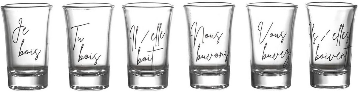 Set van 6 Glazen Borrelglaasjes - Transparant - 60ml - Ideaal voor Shots en Cocktails
