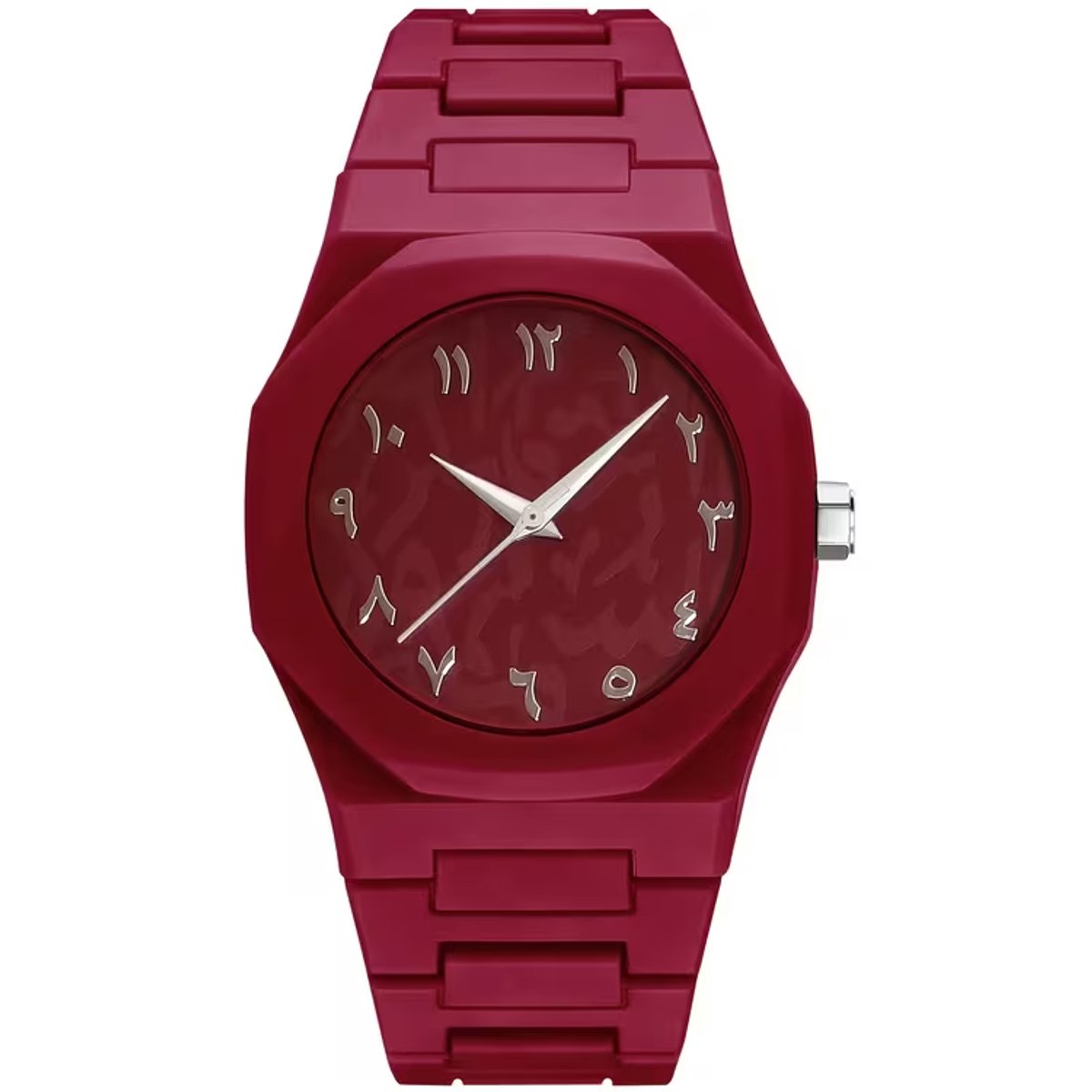 Baraka Treasures Luxe Horloge - Arabische Horloge - Arabic Dial - Unisex Horloge - Premium Horloge - Quartz - Ramadan Cadeau - Eid Cadeau - Rood