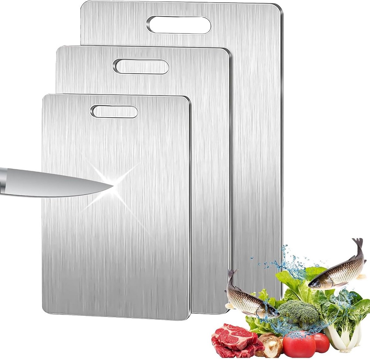 Titanium Snijplank – Dubbelzijdig & Multifunctioneel – Voor Vlees, Groenten & Fruit (29x20 cm)