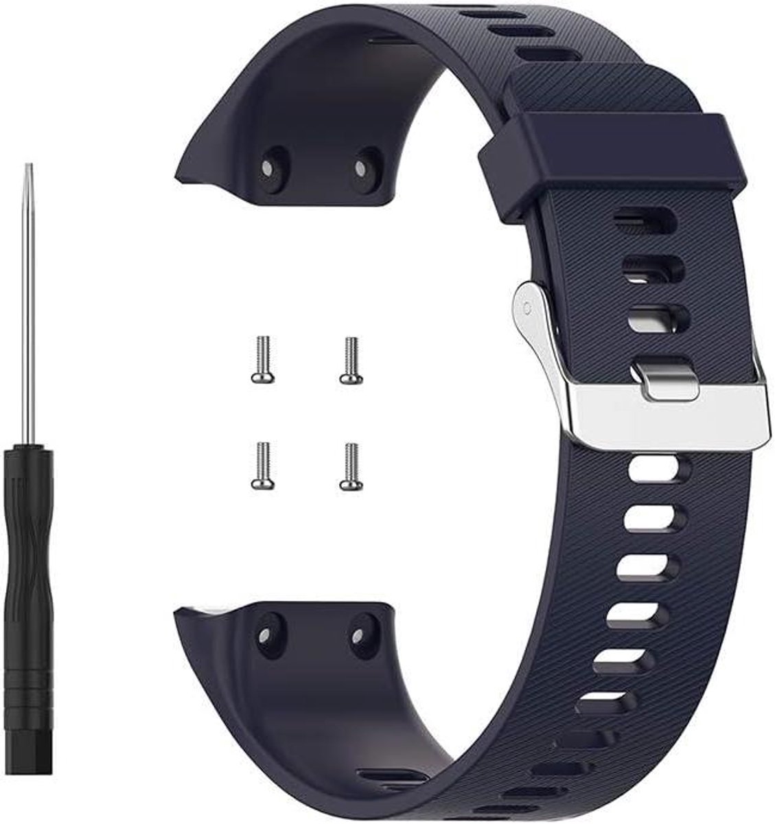 Zachte siliconen armband geschikt voor Garmin Forerunner 35, ForeAthlete 30 - Zwart