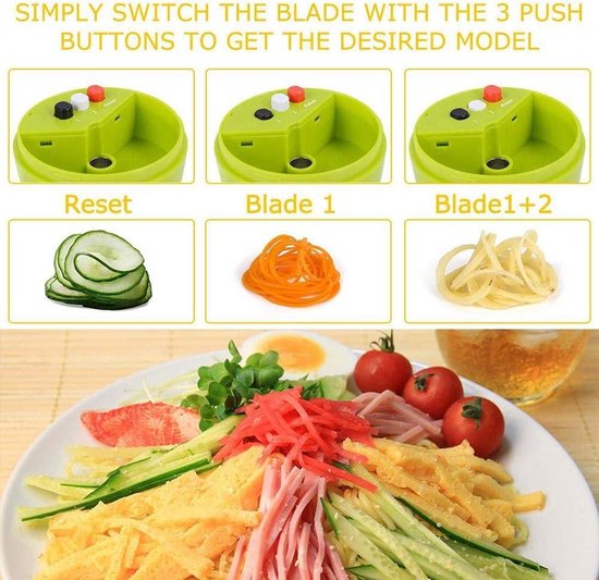 Spiralizer voor Groentesnijden in 3-in-1 Design - Keukenaccessoire voor Courgette Pasta - Handig voor Gezond Koken met Courgette Spaghetti — afbeelding 3