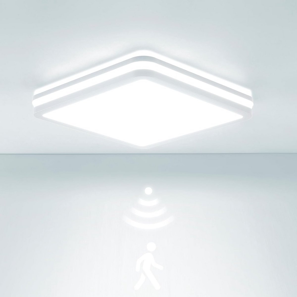 Waterdichte LED Plafondlamp met Bewegingsmelder - 12W/18W, 2700lm, Instelbare Kleurtemperatuur (3000K-6500K) - IP65 voor Badkamer, Garage, Kelder
