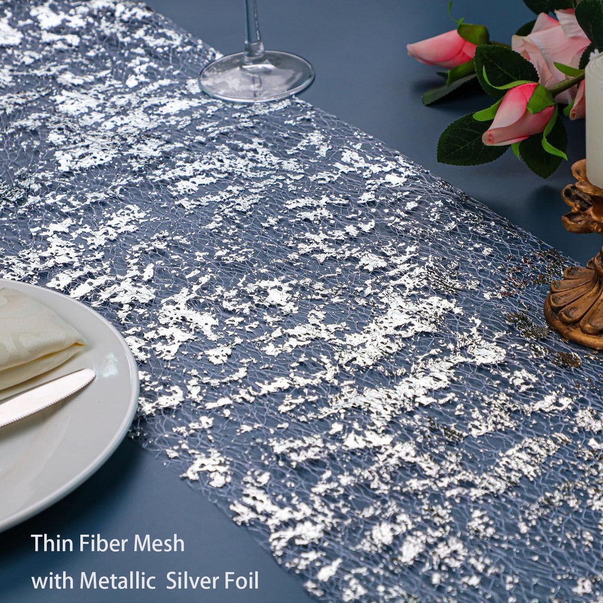 2x Zilveren Tafelloper Glitter Pailletten Bruiloft Decoratie Kerstfeest