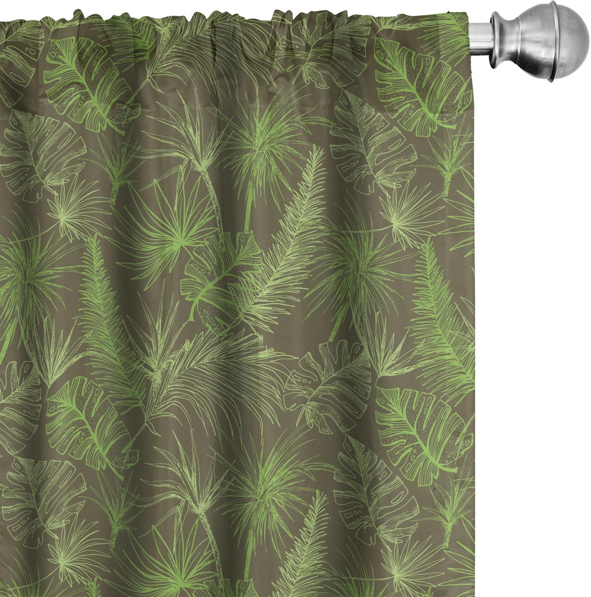ABAKUHAUS Junglebladeren gordijnen – 2x75x225 cm – Microvezel Taupe