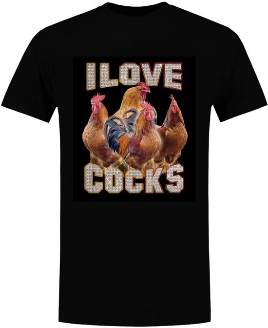 T-shirt Homme I Love Cocks - Coq - shirt - penis - Humour - poule - blague