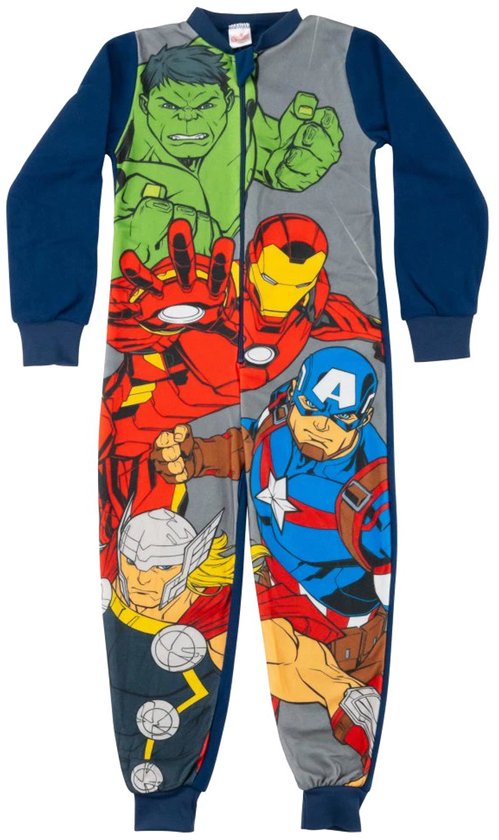 Marvel Avengers Onesie / Jumpsuit / Pyjama - Hulk - Iron Man - Thor - Captain America - Fleece - Maat 122/128