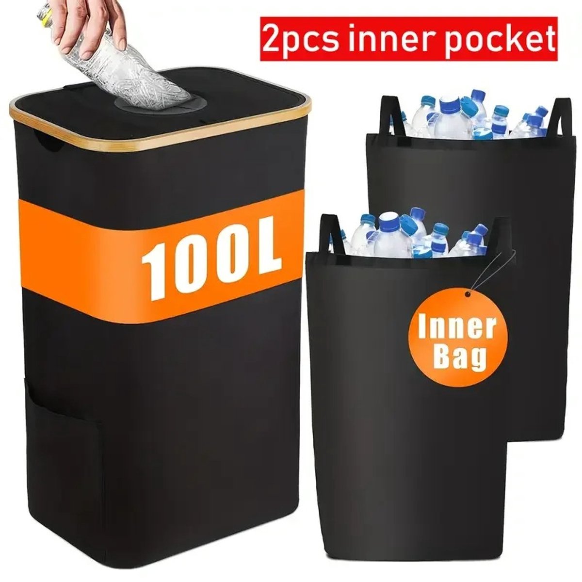 ML 12 - 100L opvouwbare recyclingbak- prullenbak met grote capaciteit - flessenrecycling bak