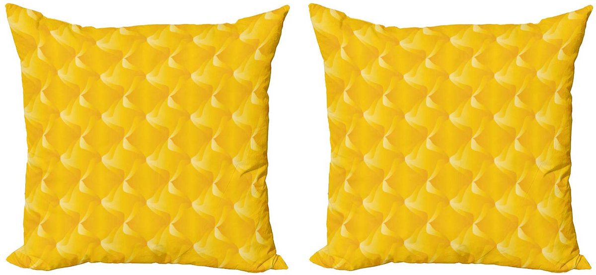 ABAKUHAUS Geel Kussenhoes Set 2x50x50 cm – Dubbelzijdig bedrukt, rits