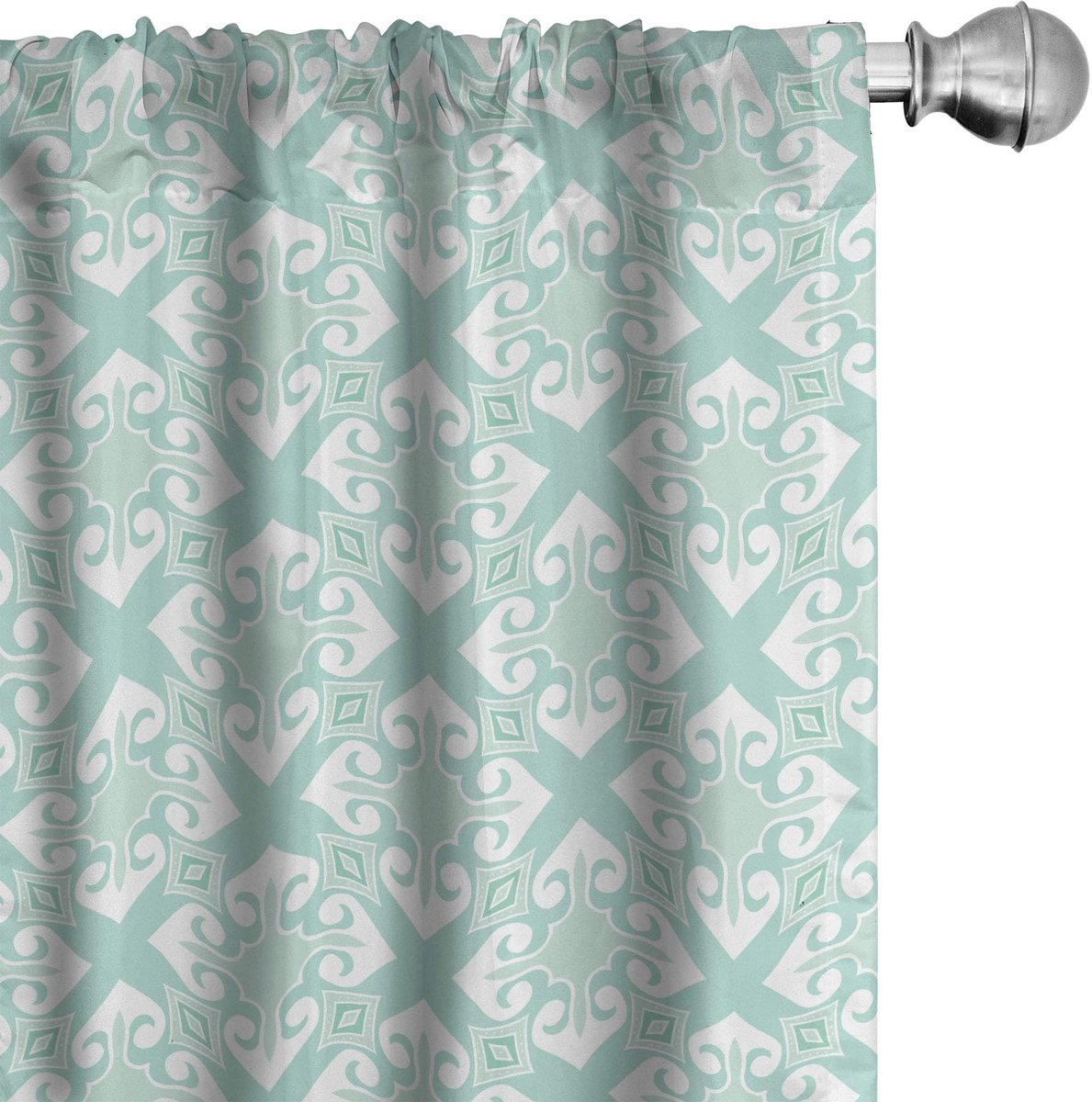 ABAKUHAUS Mintgroen-Wit Voorhangen 2x75x225 cm – Mikrofaser Mint Groen Wit