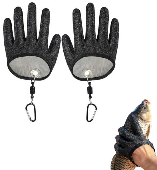 1 paar vishandschoenen - professionele vishandschoenen - prikbestendige vishandschoenen - met magnetische haken - antislip vishandschoenen - vissershandschoenen - voor het vangen, vissen, schoonmaken en jagen - zwart
