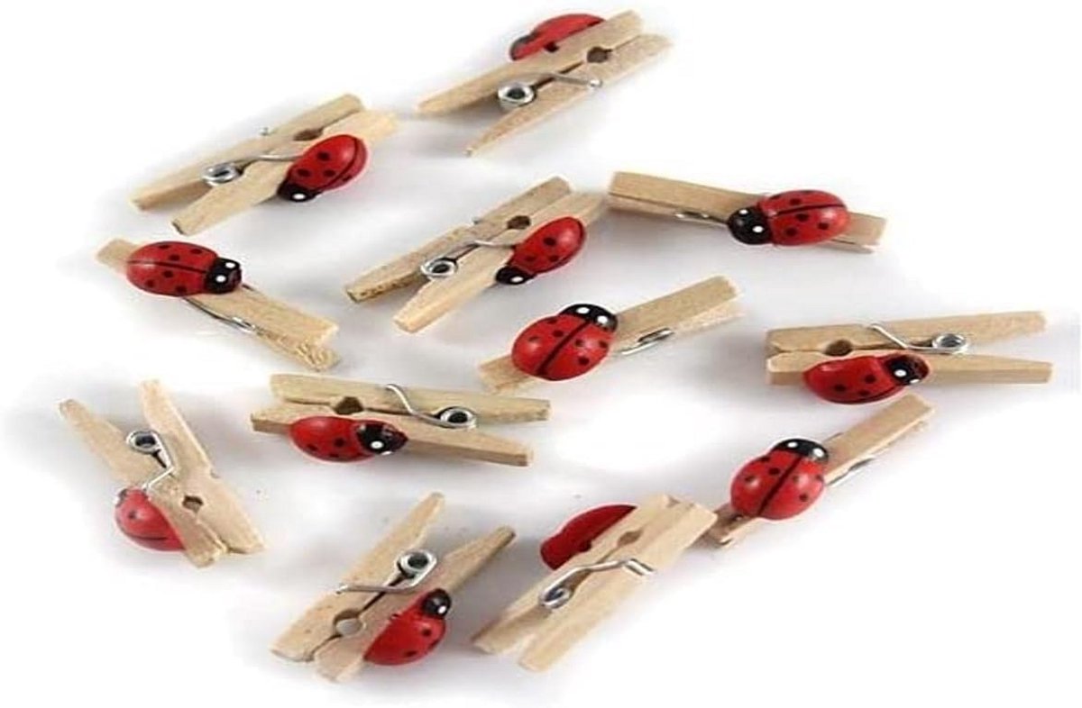 Houten Mini Knijpers Vlinderdas Decoratie Set van 12