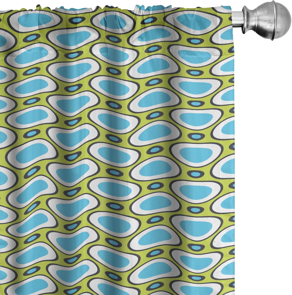 ABAKUHAUS Geometrische gordijnen – 2x75x245 cm – microvezel, halfdonker Geel
