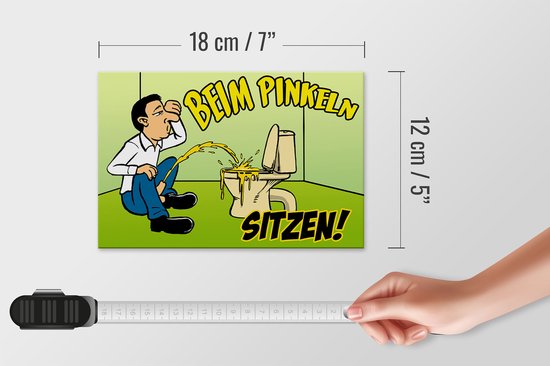 Hinweisschild „Bitte Im Sitzen Pinkeln“ – Rund, Alu-Dibond, 10 Cm – Für WC & Toiletten