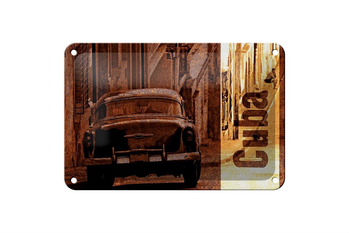 Blechschild Spruch 18x12cm Cuba Auto Oldtimer Retro