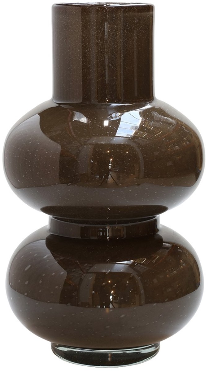Vase The World Vaas Alima Elite | Dark Brown - Donker Bruin | Dik glas | Mondgeblazen | Chocolade bruin | Ø20 x H35 cm