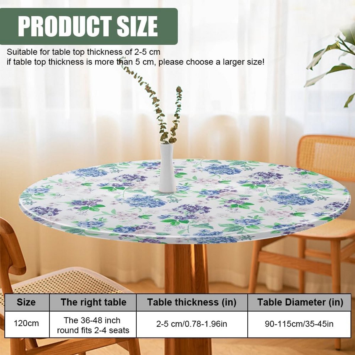 Rond Tafelkleed met Elastiek voor Buiten - Diameter 120 cm - Afwasbaar