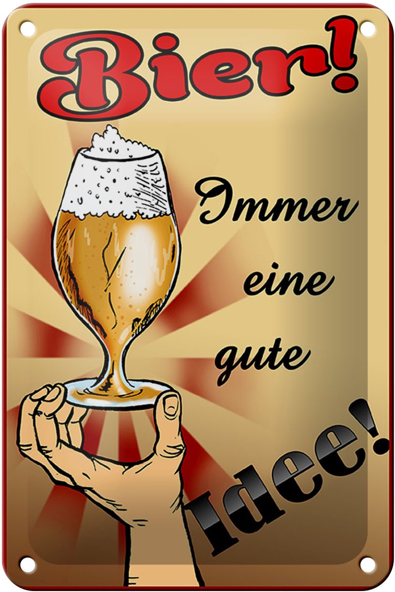 Blechschild Alkohol 12x18cm Bier immer eine gute Idee
