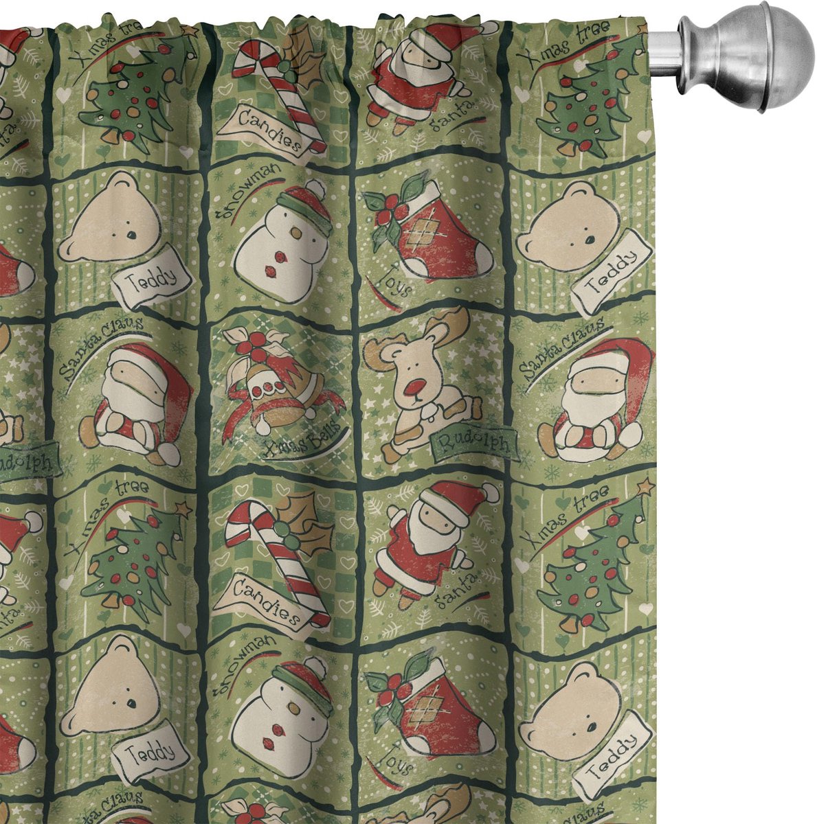 ABAKUHAUS Gordijnen – 2x75x175 cm – Olijfgroen/Wit, 6,5 cm rodsleeve Olijfgroen Wit