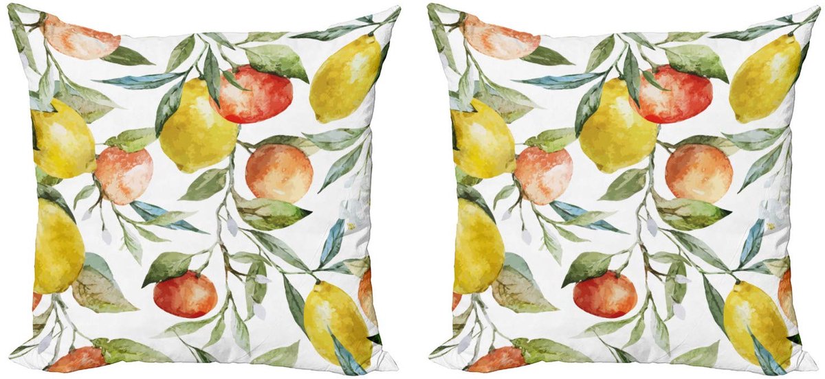 ABAKUHAUS kussenhoesenset – 2x 50x50 cm – microvezel, dubbelzijdig bedrukt, multicolor Wit