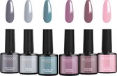 Moods Gellac 6-delige Set - Gel Nagellak - 8ML - Grey Nude Edition - Gellac - Nagels - Gellak Starterspakket - Nude Kleuren - HEMA- & TPO-vrij