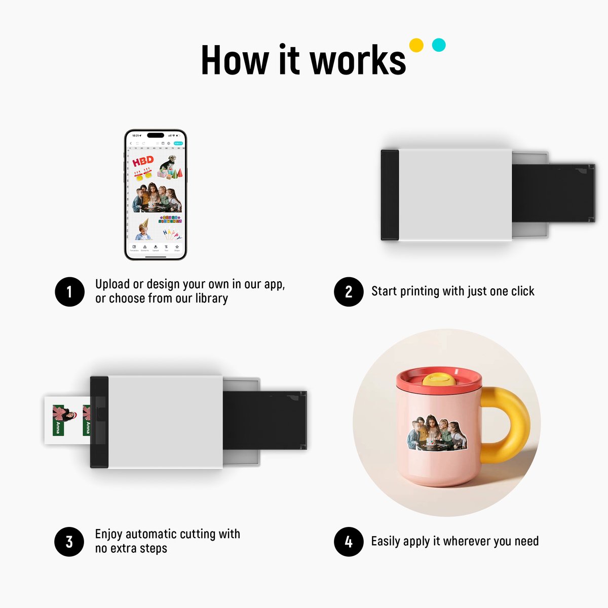 Liene PixCut S1 Fotoprinter – Photo Sticker Printer & Cutter — afbeelding 3