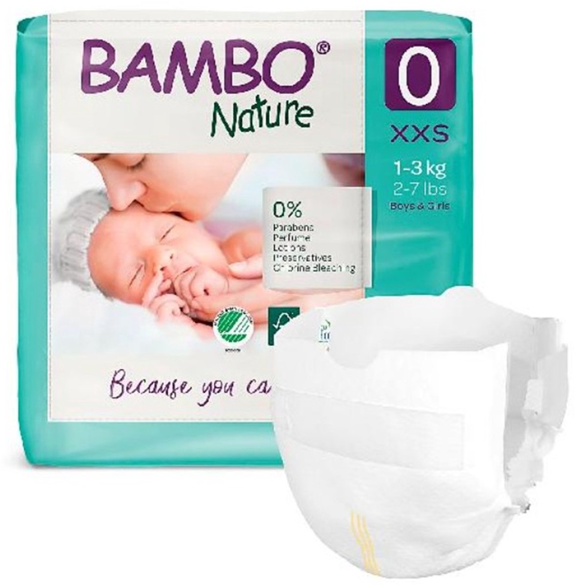 BAMBO NATURE - BABYLUIER - PREMATURE - XXS - MAAT 0 - 1 TOT 3 KG (CASE 6 X 24)