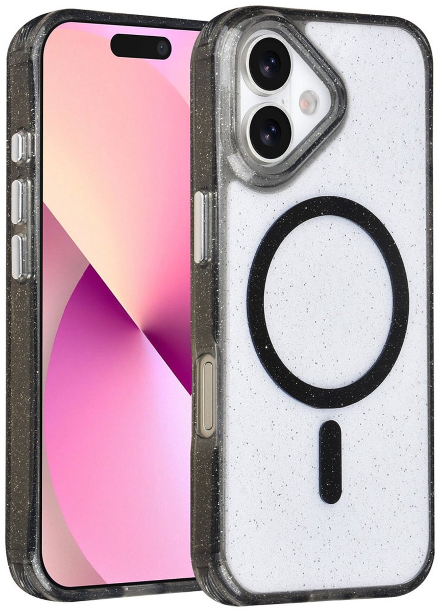 TUNIQ Back cover - iPhone 17 - Zwart - MagSafe & Glitter - Dagelijks gebruik