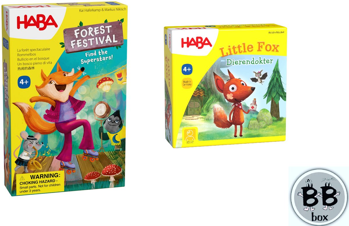 Haba - Set van 2 spellen - Vanaf 4 jaar: Forest Festival + Little Fox