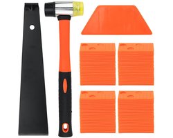 63-delige laminaat vloeren set - laminaat vloeren set - vinyl laminaat leggen set met 60 x montage wiggen - 1 x klopblok - 1 x trekkeizer - 1 x hamer voor laminaat leggen