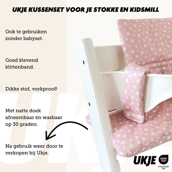 Ukje Stoelverkleiner TrippTrapp - Geplastificeerd - Extra ondersteunend - Afneembaar met natte doek én kan in de wasmachine - Babyveilig getest katoen - Geschikt voor Stokke Tripp Trapp Kussenset - Kinderstoel Verkleiner - Perfecte Pasvorm - Daisy van Ukje — afbeelding 5