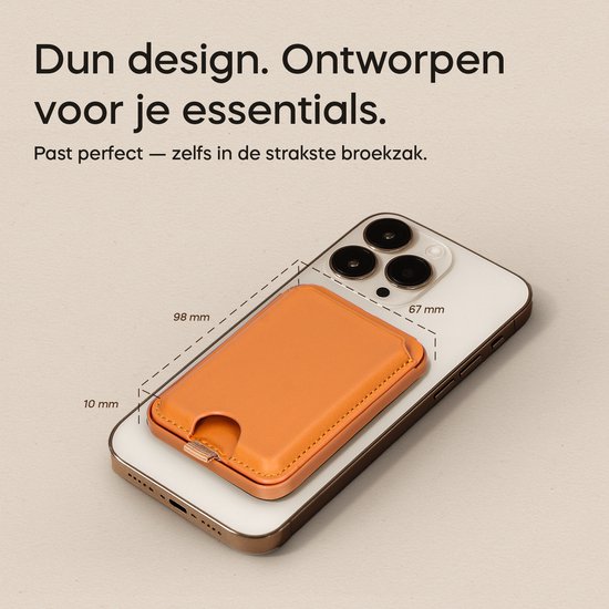 Porte-cartes QuickWallet MagSafe - Porte-cartes MagSafe - Portefeuille MagSafe - Porte-cartes magnétique - MagSafe Standard - Portefeuille MagSafe avec support - Cuir - Marron