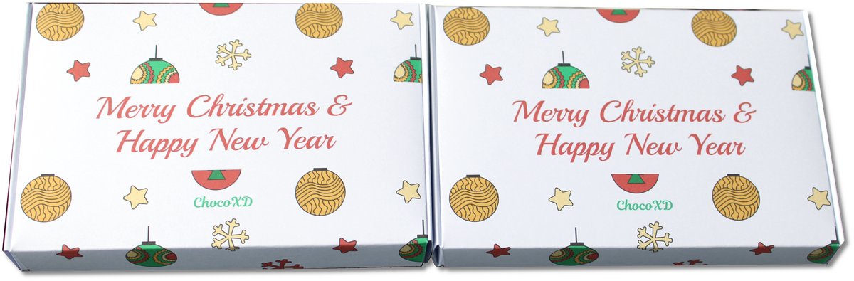 Kerst Chocolade - Set van 2 chocolade dozen - Christmas chocolate gift - Kerst- en nieuwjaarscadeau - Fairtrade Chocolade - Brievenbuspakket - Handgemaakte chocolade – foto 2