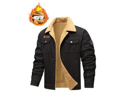 Heren Fleece Jas - Dikke Winterjas met Multi-Pocket Ontwerp, Non-Stretch Stof, Reverskraag - Bovenkleding voor Koud Weer, Geschikt voor Dagelijks Gebruik & Formele Gelegenheden