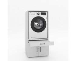 Wasmachinekast Enkel 67x145x67cm | Ruimtebesparend & Super Stevig | Met Uitschuiflade | Voor Wasmachine of Droger | Wit