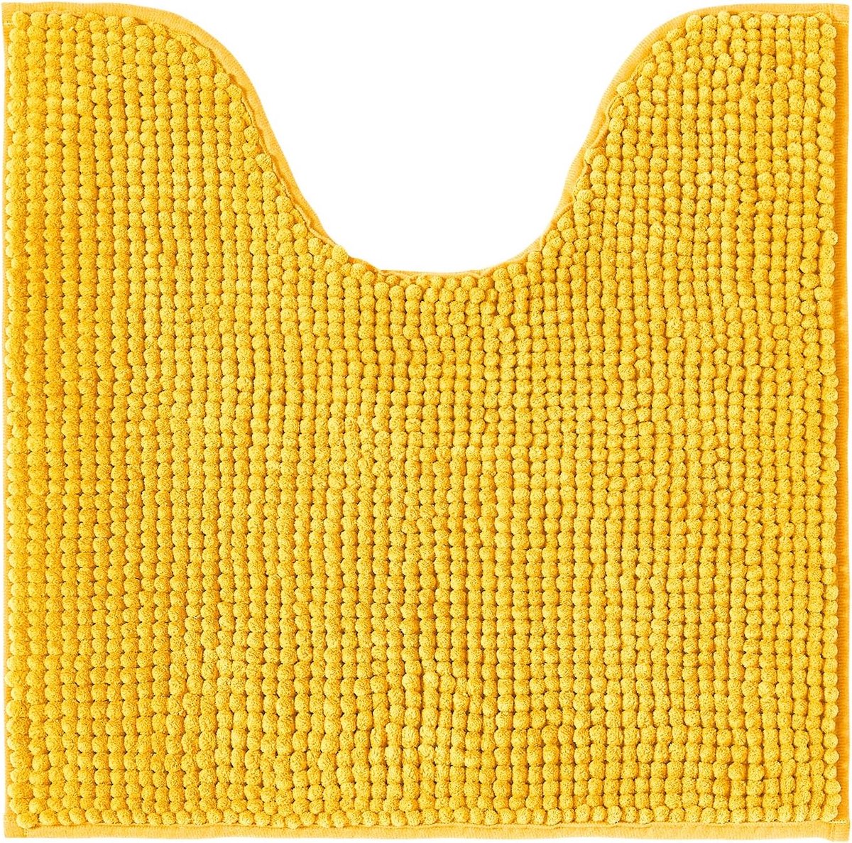 Badmat - 45 x 45 cm (Vierkant - WC-Uitsnijding) - Polyester - Glad geweven - Hoogpolig - Anti-Slip - Super absorberend - machinewasbaar - Kleur : Geel