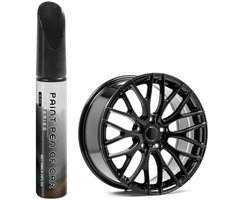 TLVX Hoogglans Zwarte Velgen Schade Reparatie Lakstift / Velg Schade Pen met Kwastje / Velgschade Verf Zwart Glans / Lichtmetalen Velg Kras Herstel / Wielnaaf Reparatie Pen / Wieldoppen / Krassen verwijderen / Black Gloss / Permanent / Waterproof